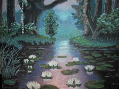 Картина. Лесное озеро. Холст, масло, 40*30. Заказ