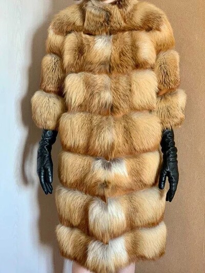Шуба рыжей лисицы, натуральный мех