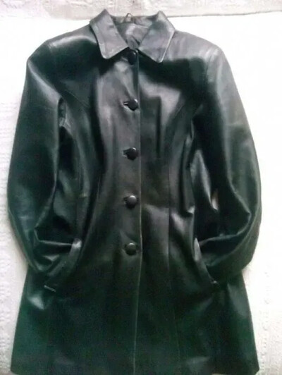Кожаный френч женский, приталенный, размер 46М