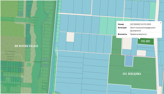 Земельна ділянка 115 сот біля КМ Riviera Village