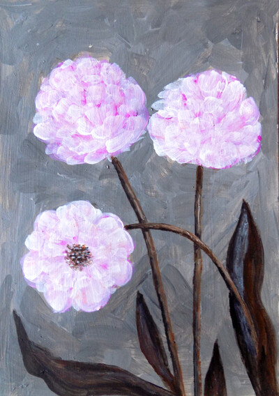 Картина авторская *Нежный цветок *. Акрил, картон, 20 * 30 см