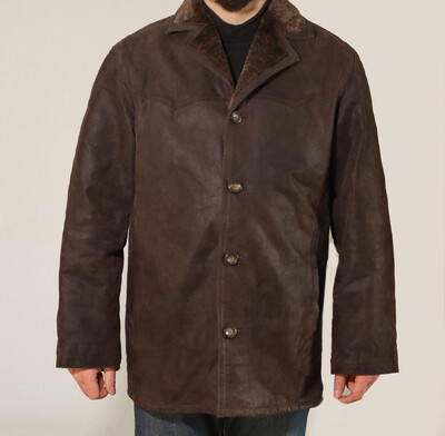 Чоловіча куртка, дублянка із натуральної шкіри з утепленням