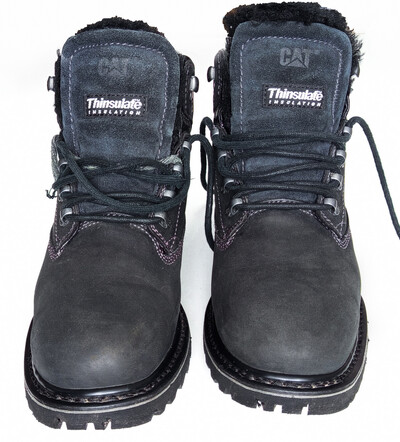 Зимове взуття із шкіри, чобітки чоловічі на хутрі чорні cat розмір 40,5