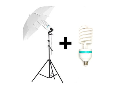 Компактний набір для фото- та відеозйомки: стійка, кріплення, парасолька, лампа