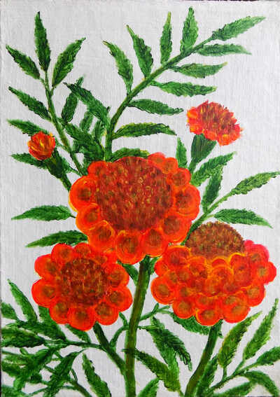 Картина авторская * Цветок*. Акрил, картон, 20 * 30 см