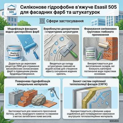 Силіконове гідрофобне в'яжуче Esasil 505 для фасадних фарб та штукатурок