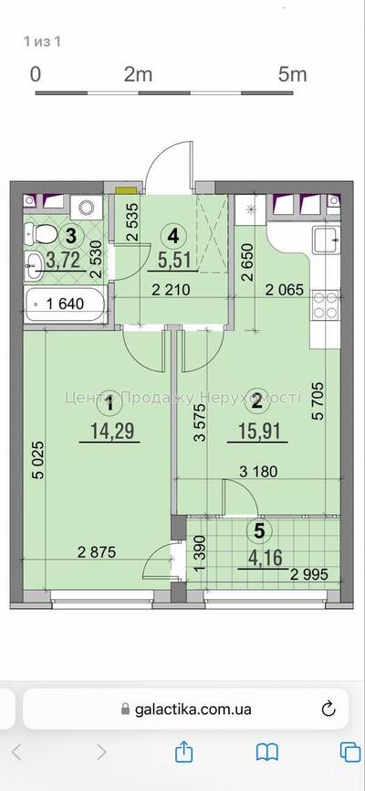 Продається 1-кімн. квартира 44 м² в ЖК Галактика, Київ, 6/25 поверх.