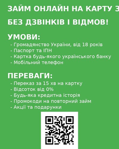 Миттєва позика під 0% без відмов | Швидкі гроші на вашій карті