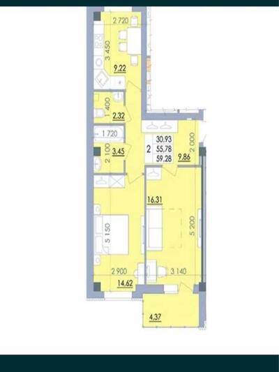 Двокімнатна квартира на Марії Башкірцевої