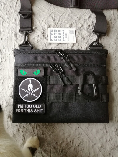 Сумка через плече кордура 5dotsgear з велкро липучкою, патч-панеллю, полем для патчів молле на плече