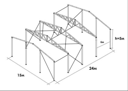 Металевий каркас ангару під склад, цех, зерно Луцьк