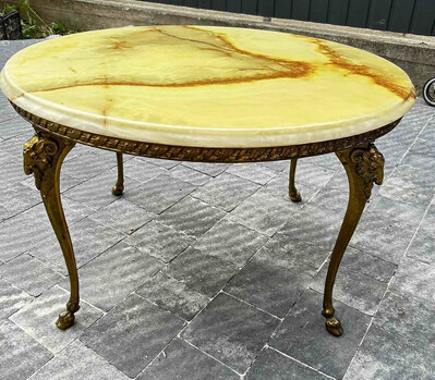 Столик бронзовий з оніксом вінтаж з Європи