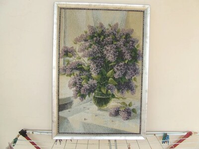 Картина Гобелен натюрморт оргоны -сирени раз.70 х 45 см. холст 2008