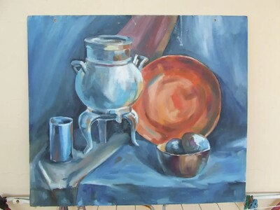 Закарпатская школа. натюрморт кухонный раз.70 х 60 см. к.м. 2000 гг.