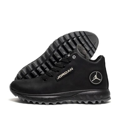Зимові шкіряні черевики Jordan Чорні