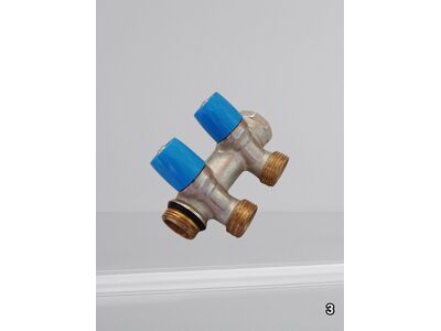 Коллектор General Fittings EK Blue NK 3/4x3/4 T2 с вентильными кранами на 2 выхода синий.