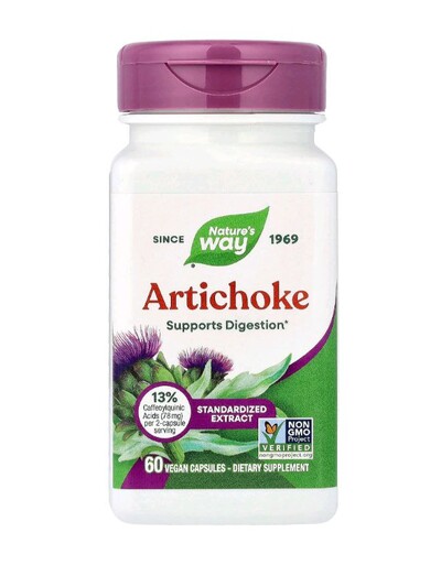 Nature\'s Way, артишок, стандартизированный экстракт, 60 веганских капсул