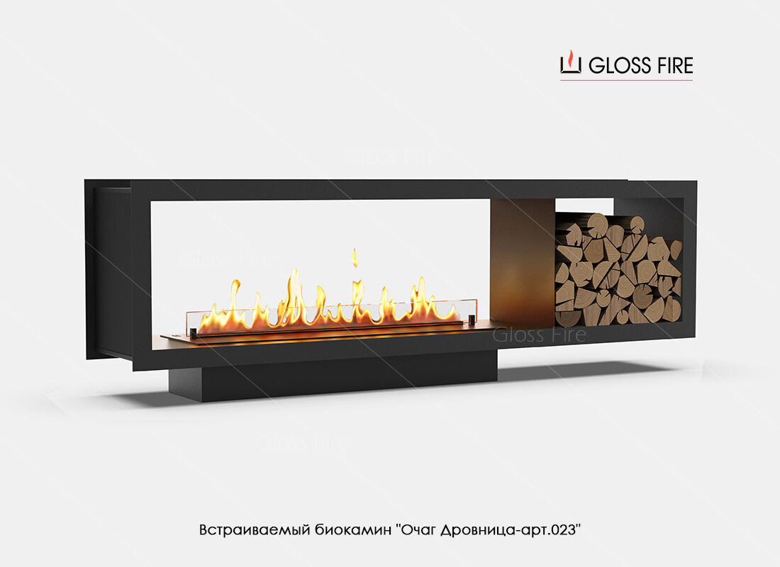 Вбудований біокамін Очаг Дровница 1200 - арт.023 Gloss Fire, Харків на aviso.ua