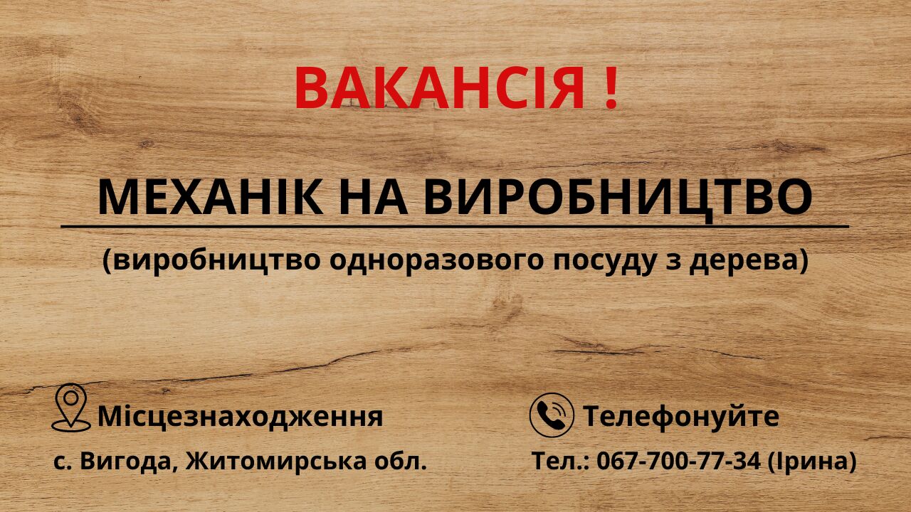 Механік на виробництво (деревообробка), Житомир на aviso.ua