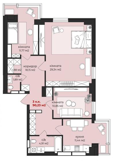 3 кімнатна квартира в новобудові в центрі міста