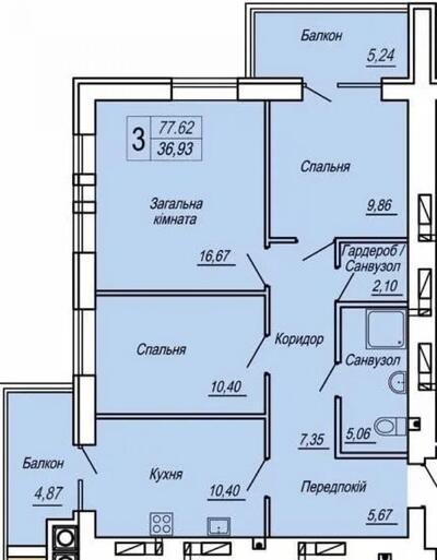 3 кімнатна квартира в ЖК Панорама