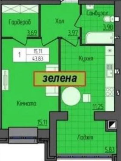 1 кімнатна квартира в ЖК Гранд Сіті Домбровський