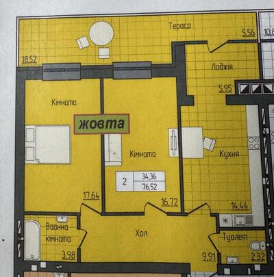 Продаж докімнатної квартири з терасою на ЖК Домбровський