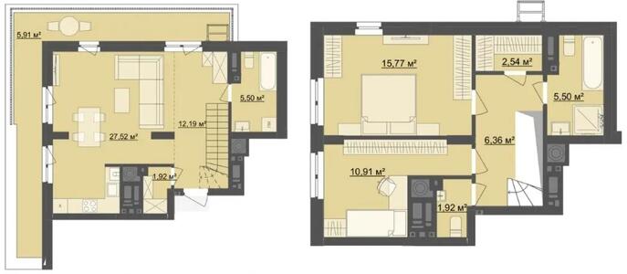 Багаторівнена квартира в ЖК Рівер Сіті