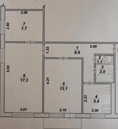 3 кімнатна квартира в центрі