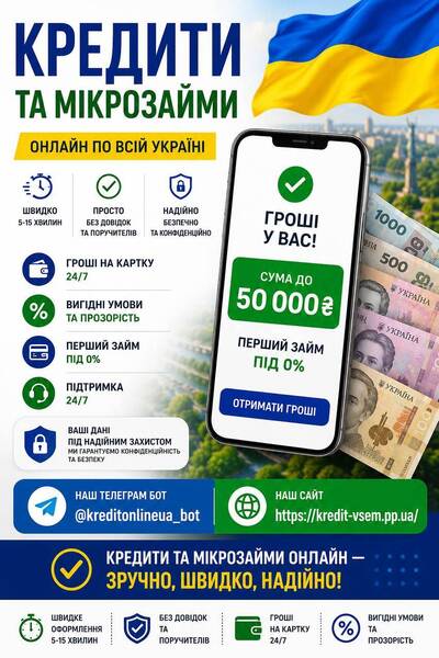 Онлайн Кредит Для Українців | Позика До 50000 грн На Картку