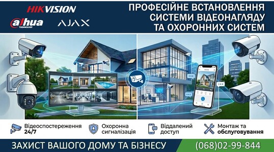 Послуги зі встановлення систем відеоспостереження та охоронних систем